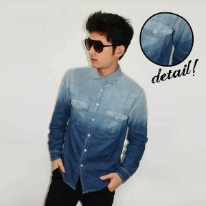 Kemeja Denim Bright Dim Gradation Blue