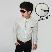 Kemeja Floral Style Patch White