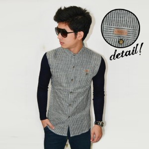 Kemeja Oxford Music Stripe Black