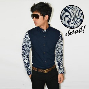 Kemeja Premium Damask Vector Navy