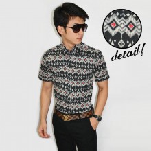 Kemeja Short Batik Webbing Black