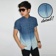 Kemeja Short Denim Dark Light Gradation Blue