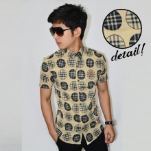 Kemeja Short Napkin Ball Pattern Cream