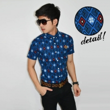 Kemeja Short Wall Batik Pattern Blue