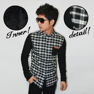 Kemeja Square Winter Sleeve Knit Black