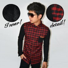 Kemeja Square Winter Sleeve Knit Red