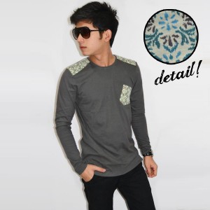 Long Sleeve Shoulder Patch Tribal Grey [BRANDED]