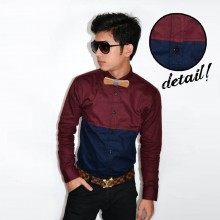 New Look Block Colour Shirt Maroon Navy