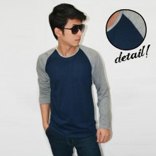 Raglan Tee Long Sleeve Dark Navy Soft Grey