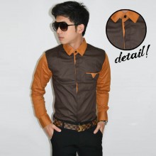 Sleeve Combination Shirt Dark Chocolate