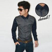 Sleeve Combination Shirt Dark Grey