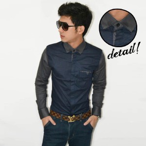 Sleeve Combination Shirt Dark Navy