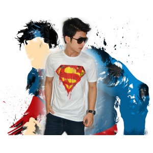 Superman Burning White Tee - SUPERHERO T-SHIRT