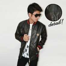 Jacket Varsity Leather Quilted Combine Brown