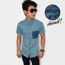 Kemeja Short Denim Pocket Tribal