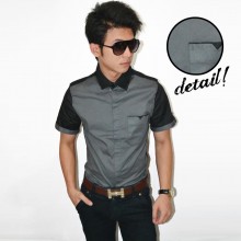 Kemeja Short Two Combination Grey