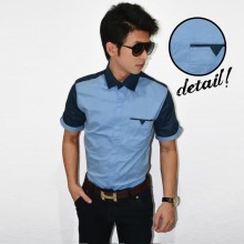 Kemeja Short Two Combination Soft Blue