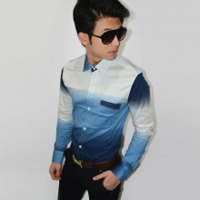 Long Shirt Gradation Blue