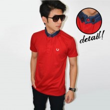 Polo Shanghai Neck Denim Red