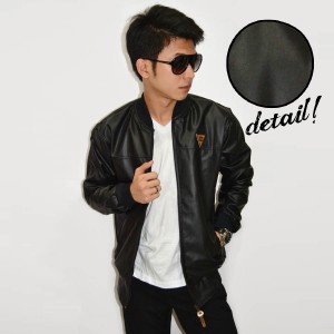 Jacket Varsity Leather Synthetic Black