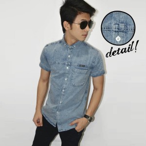 Kemeja Short Denim Limestone