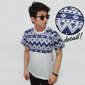 Half Blue Webbing Tribal Tee