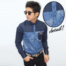Kemeja Modern Vertical Batik Navy