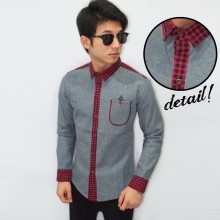 Kemeja Oxford Vertical Square