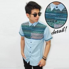 Kemeja Short Line Tribal Soft Blue