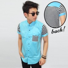 Kemeja Short Soft Blue Sleve Blaster