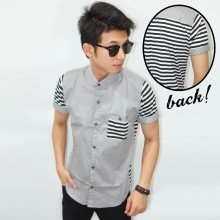 Kemeja Short Soft Grey Sleve Blaster