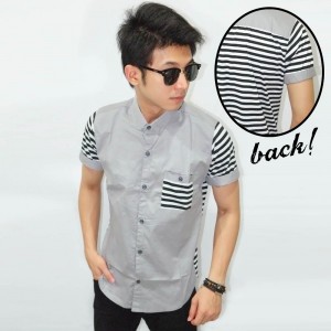 Kemeja Short Soft Grey Sleve Blaster