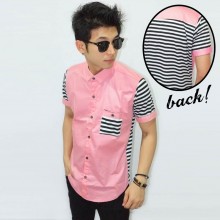 Kemeja Short Soft Pink Sleve Blaster