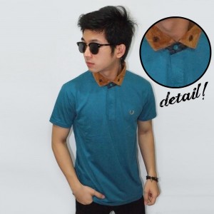 Polo Suede Neck Blue Marine