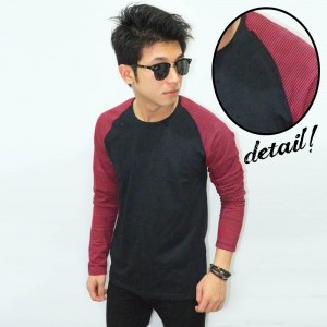 Raglan Black Red Sleeve Stripe