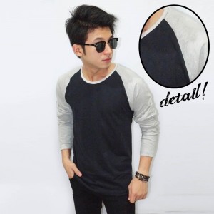 Raglan Tee Long Sleeve Black Soft Grey