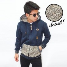 Jacket Simple Leopard Skin Navy