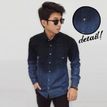 Kemeja Denim Long Dark Dye Gradient