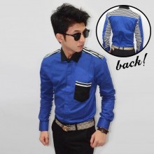 Kemeja Half Arm Blaster Blue