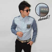 Kemeja Organic Pocket Tribal Soft Blue