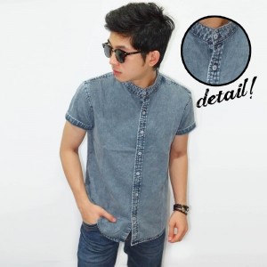 Kemeja Short Denim Shanghai Plain