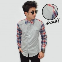 Kemeja Sleeve Check Tartan Soft Grey