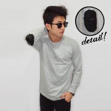 Plain Long With Elbow Patch Soft Grey