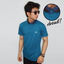 Polo Neck Mix Fabric Blue Marine