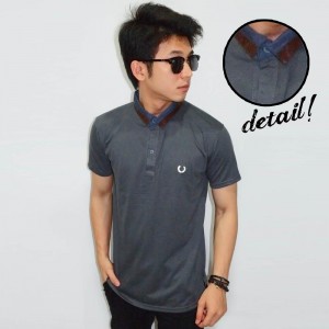 Polo Neck Mix Fabric Grey