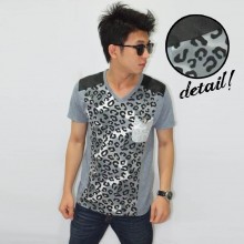 Grey Leopard Shoulder Leather