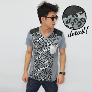 Grey Leopard Shoulder Leather