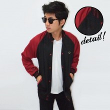 Jacket Varsity Baseball Black Maroon