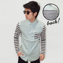 Kemeja Oxford Sleeve Stripe