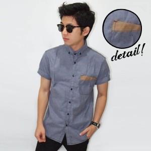 Kemeja Short Chambray Pocket Oblique